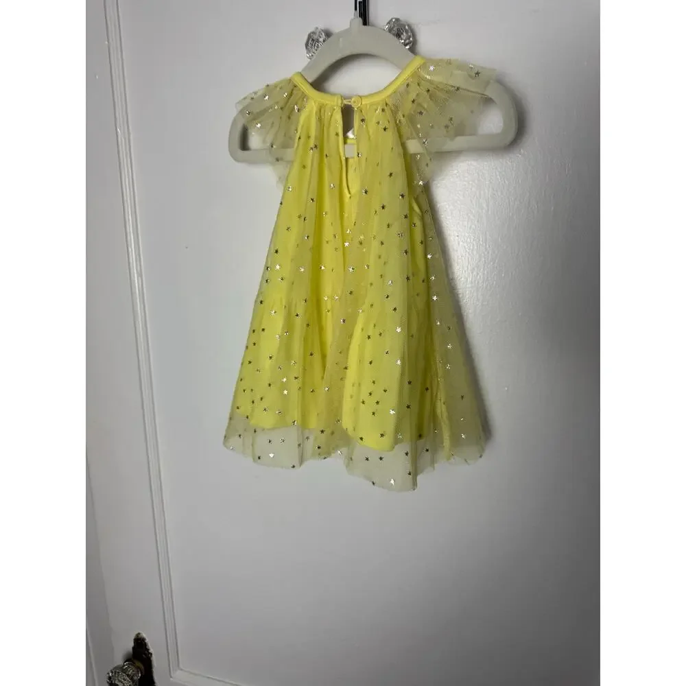 Nannette Kids Yellow Shimmer Flutter Tulle Chiffon Dressy Dress 18 MOS